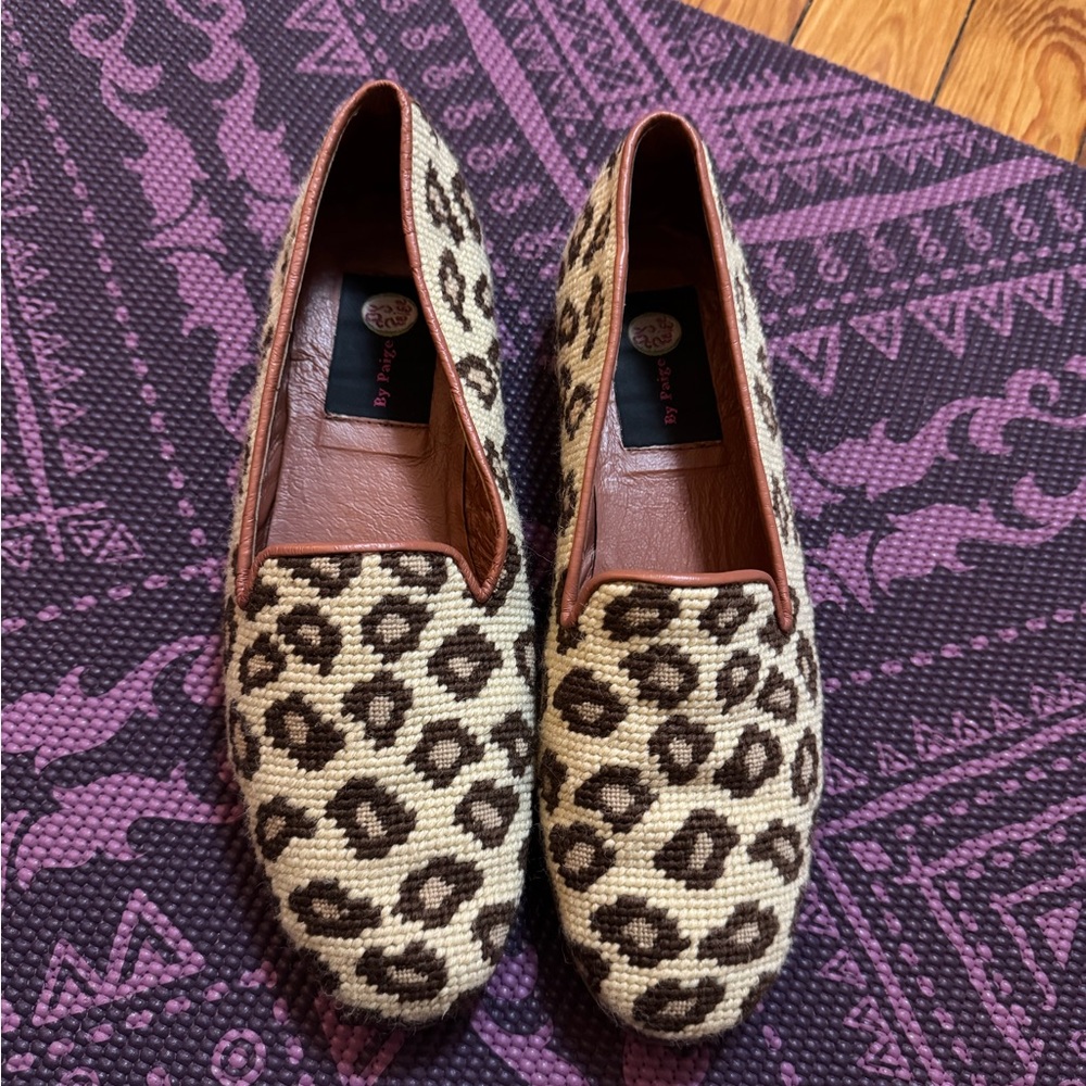 PAIGE Leopard Woven Loafers in Brown and Cream